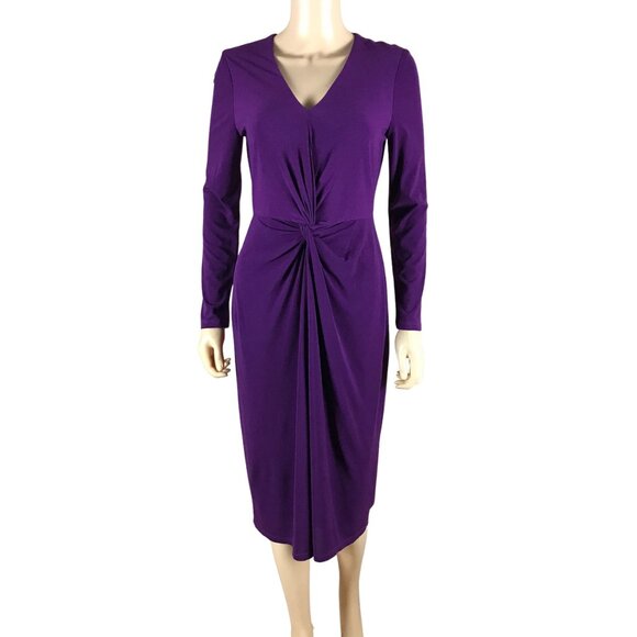 London Times Center Front Twist Sheath Dress Purple Size 2 - Picture 2 of 6